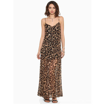 High Quality Long Dress Wholesale Chiffon Leopard Women Slip Dress